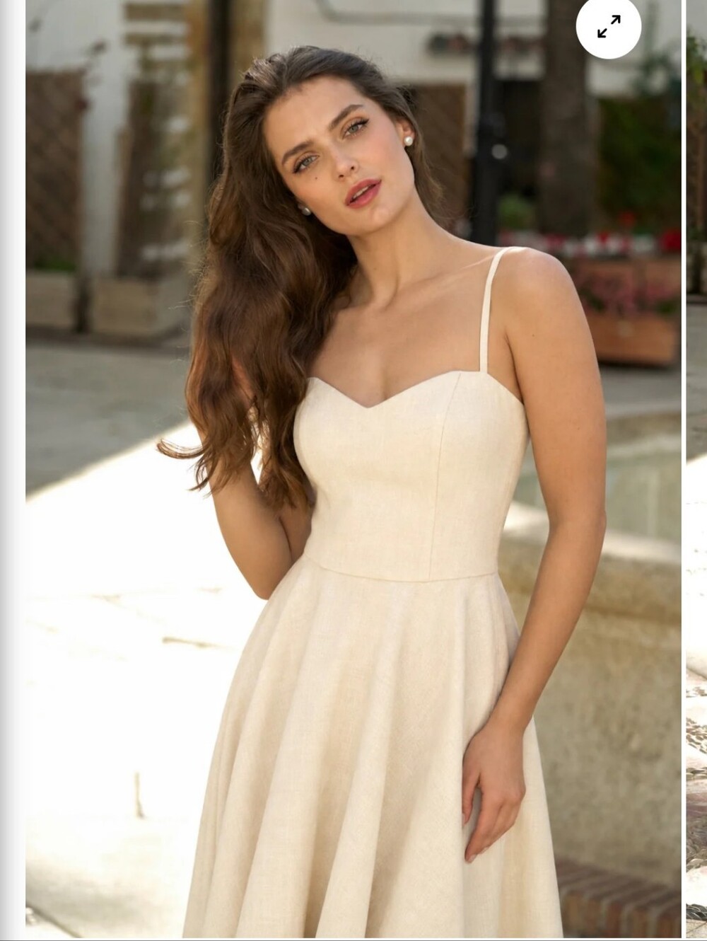Gaala Bardot Cream Linen Dress (L)